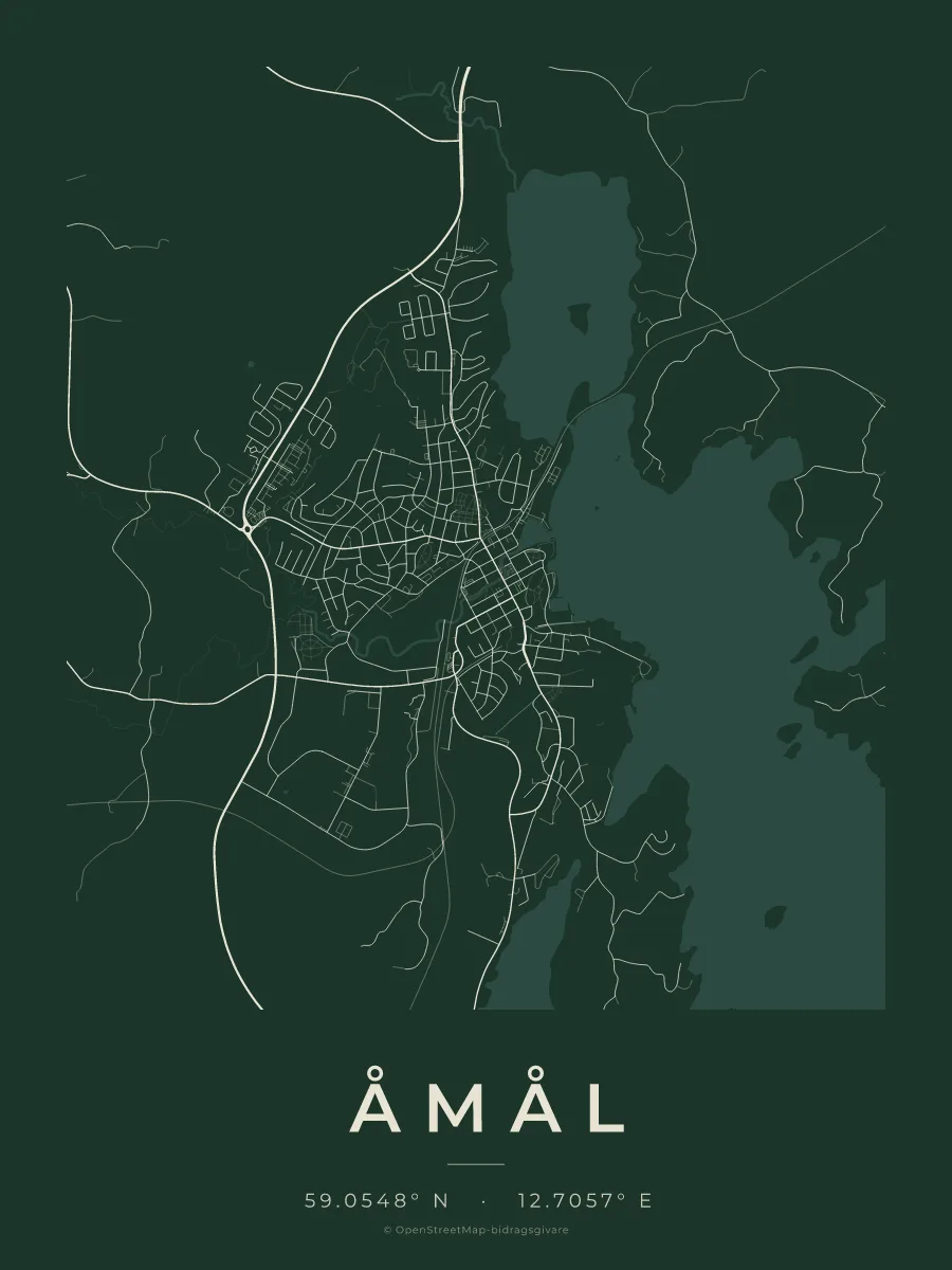 Kartposter över Åmål i stilen Skog