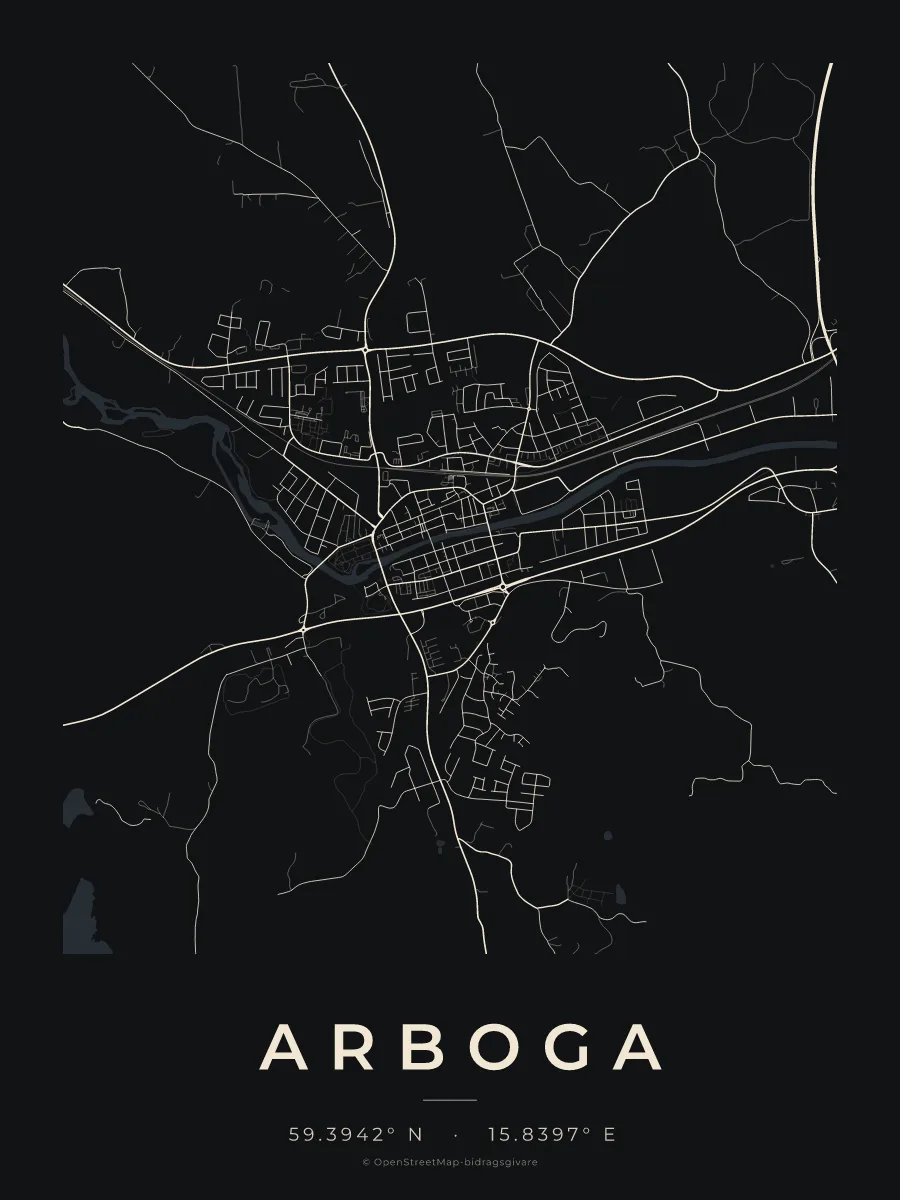 Kartposter över Arboga i stilen Natt
