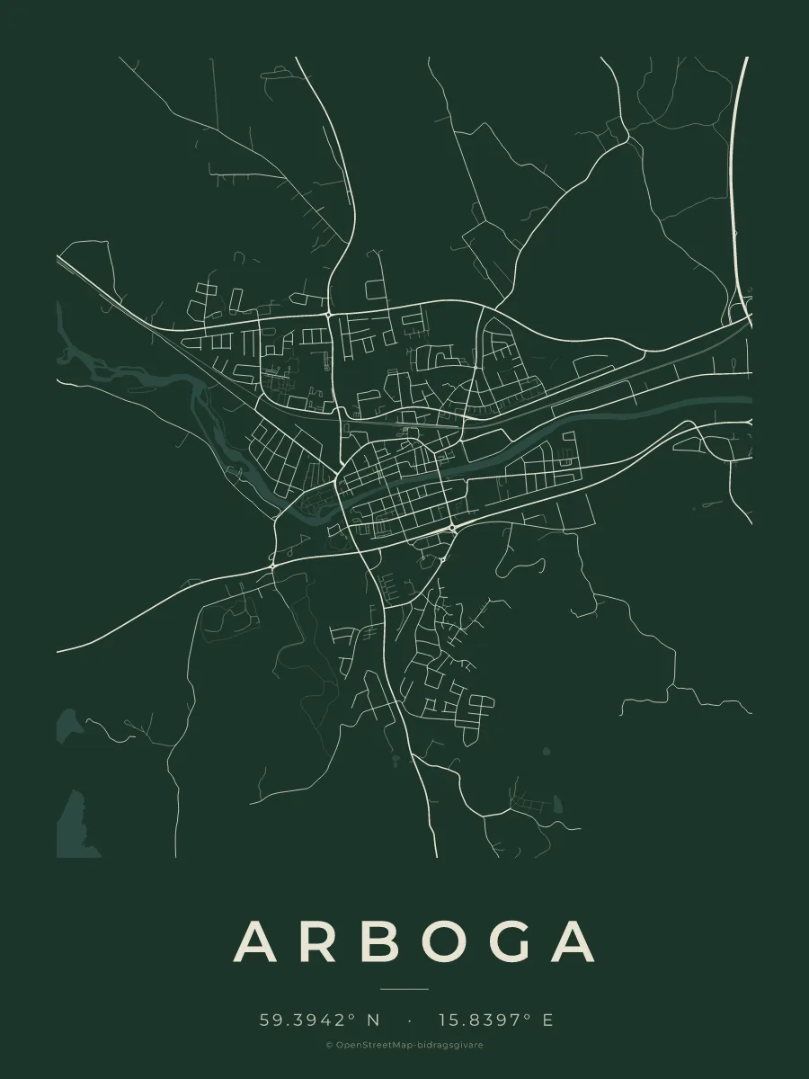 Kartposter över Arboga i stilen Skog
