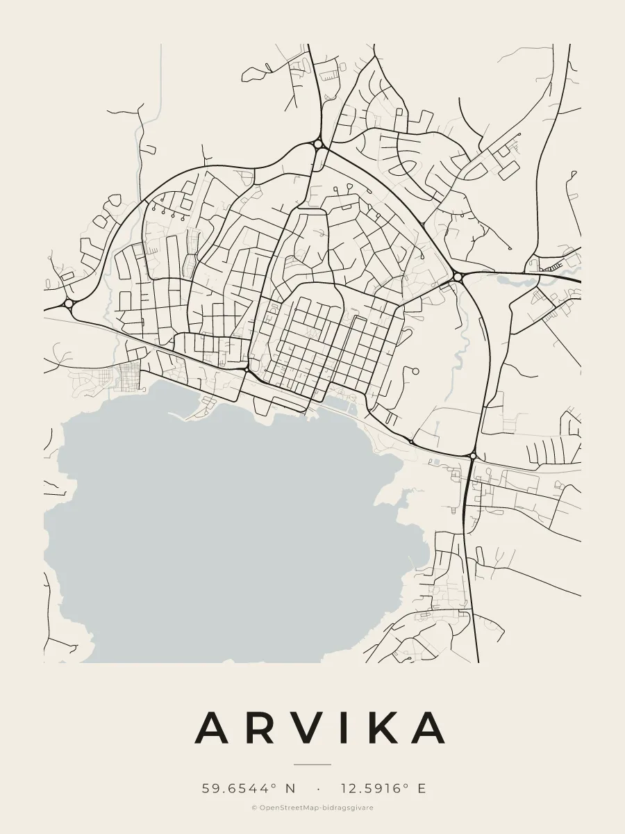 Kartposter över Arvika i stilen Papper