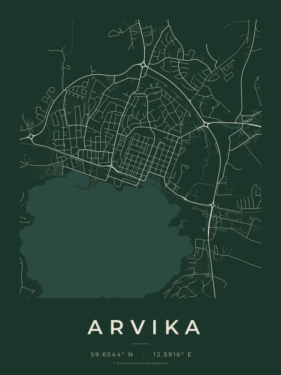 Kartposter över Arvika i stilen Skog