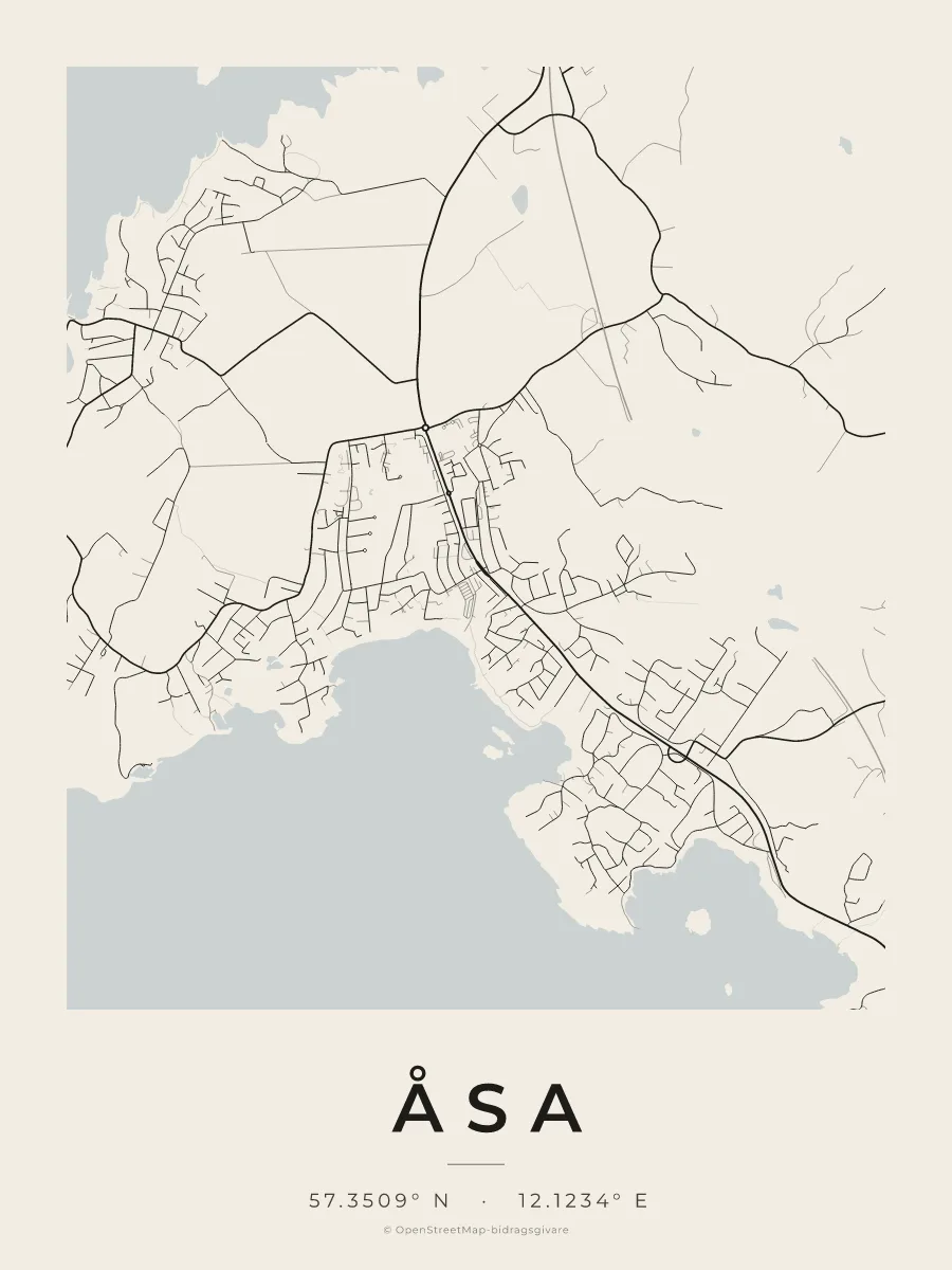 Kartposter över Åsa i stilen Papper