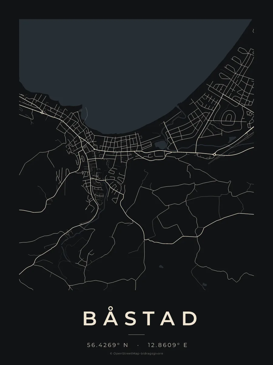 Kartposter över Båstad i stilen Natt