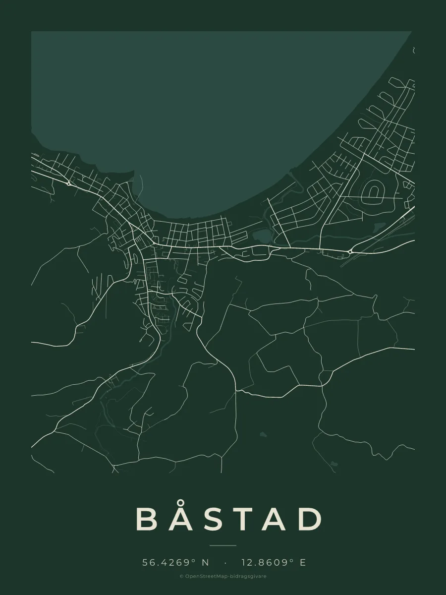 Kartposter över Båstad i stilen Skog