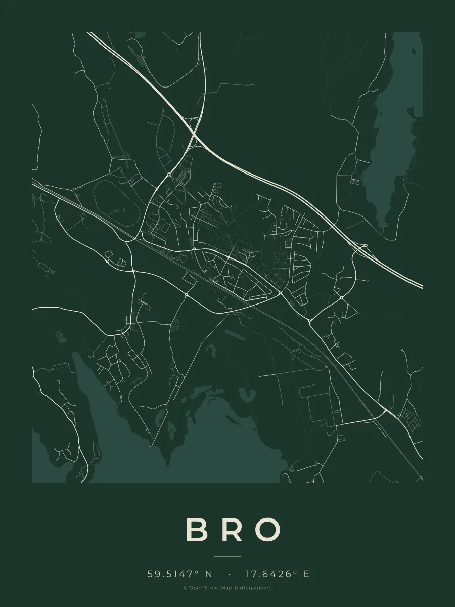 Kartposter över Bro i stilen Skog