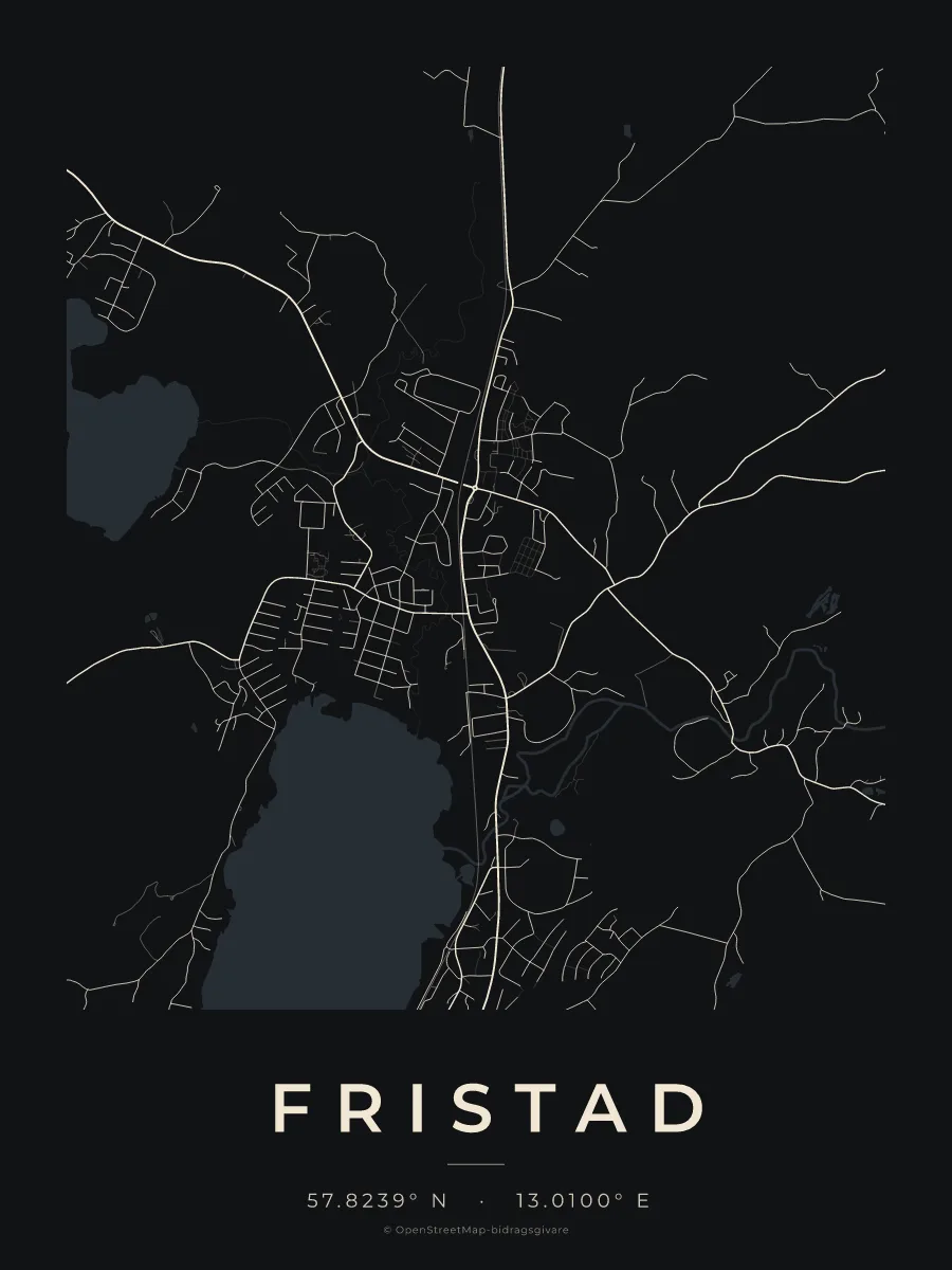 Kartposter över Fristad i stilen Natt