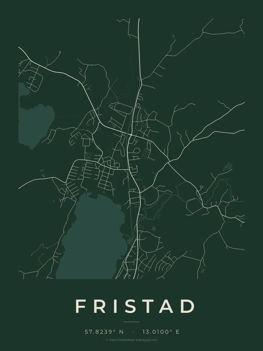 Kartposter över Fristad i stilen Skog