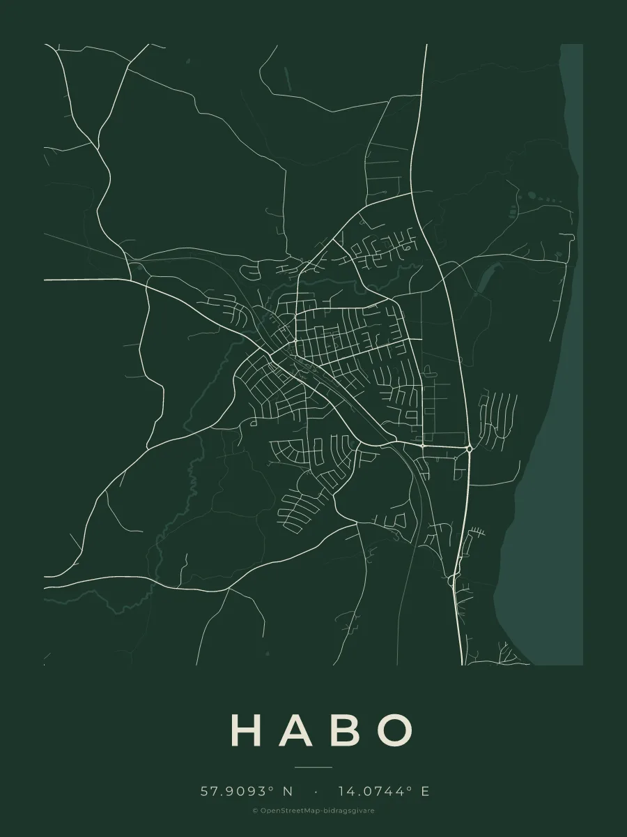 Kartposter över Habo i stilen Skog