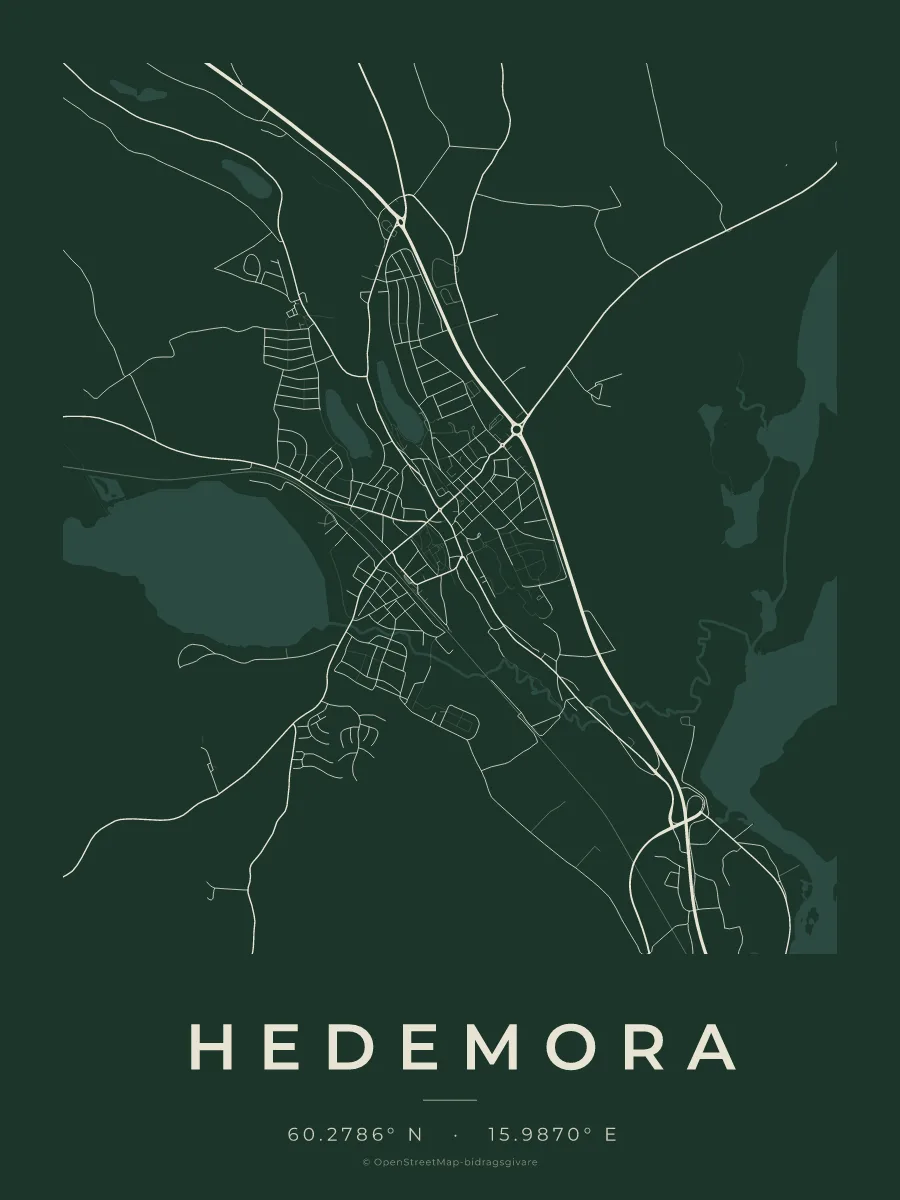 Kartposter över Hedemora i stilen Skog