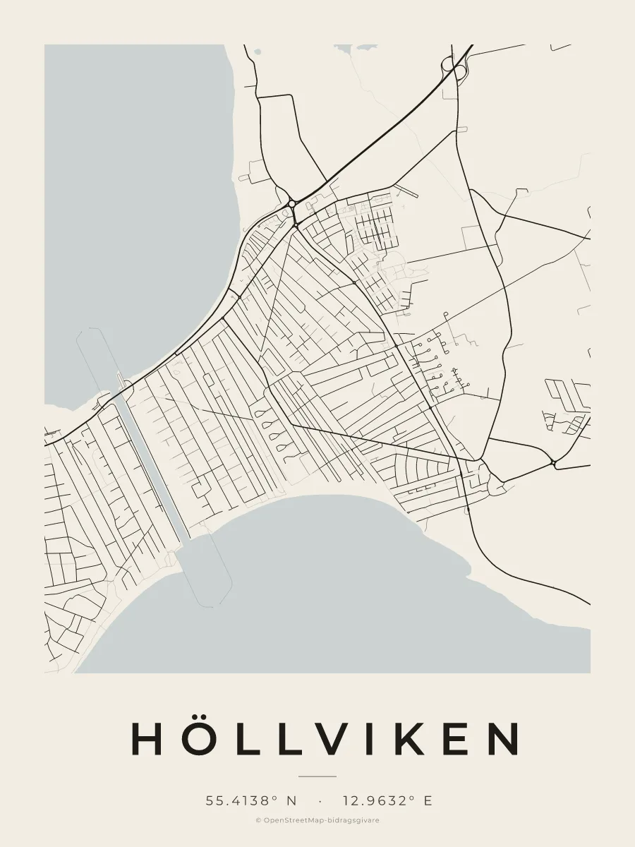 Kartposter över Höllviken i stilen Papper