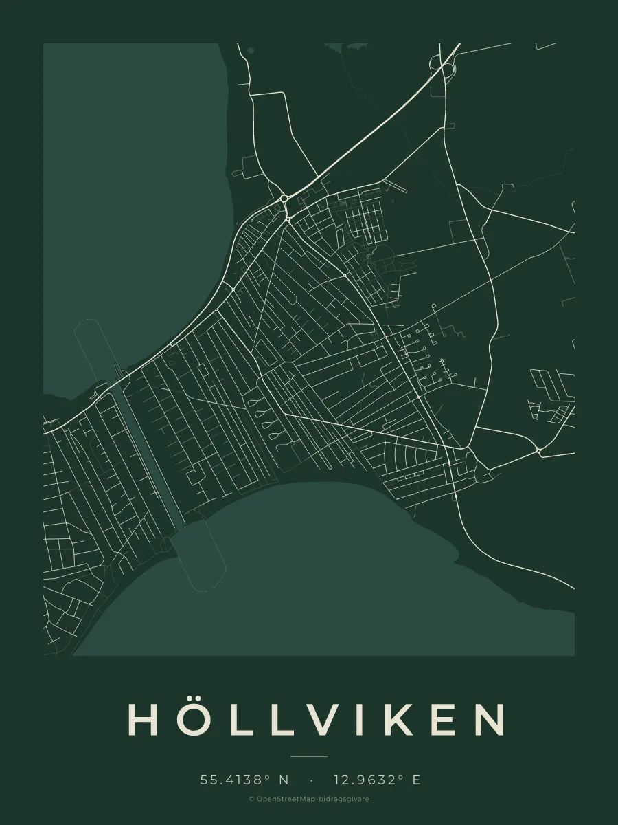 Kartposter över Höllviken i stilen Skog