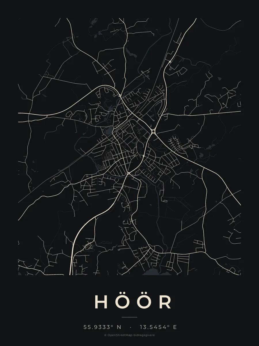 Kartposter över Höör i stilen Natt
