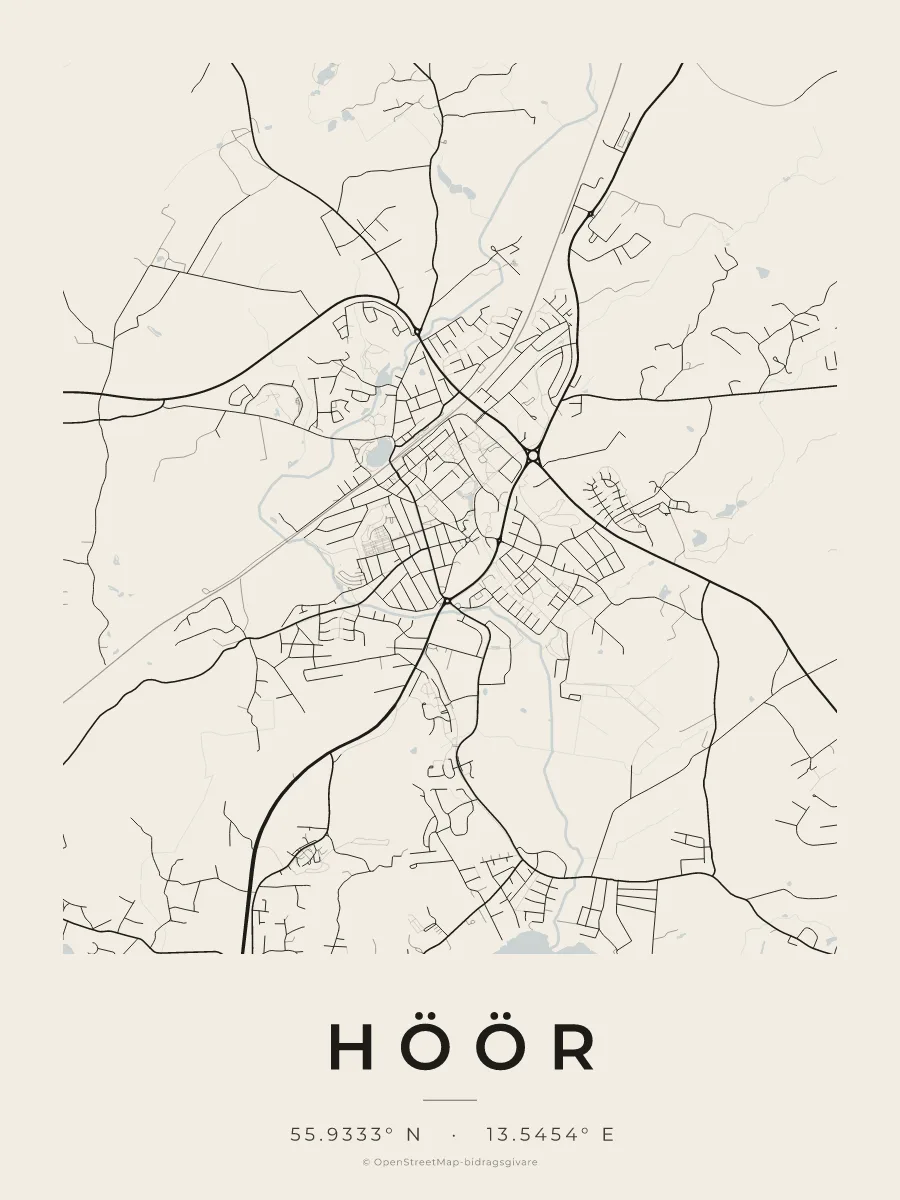 Kartposter över Höör i stilen Papper
