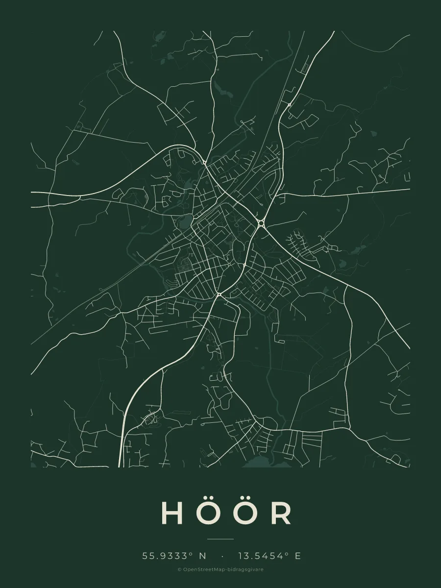 Kartposter över Höör i stilen Skog