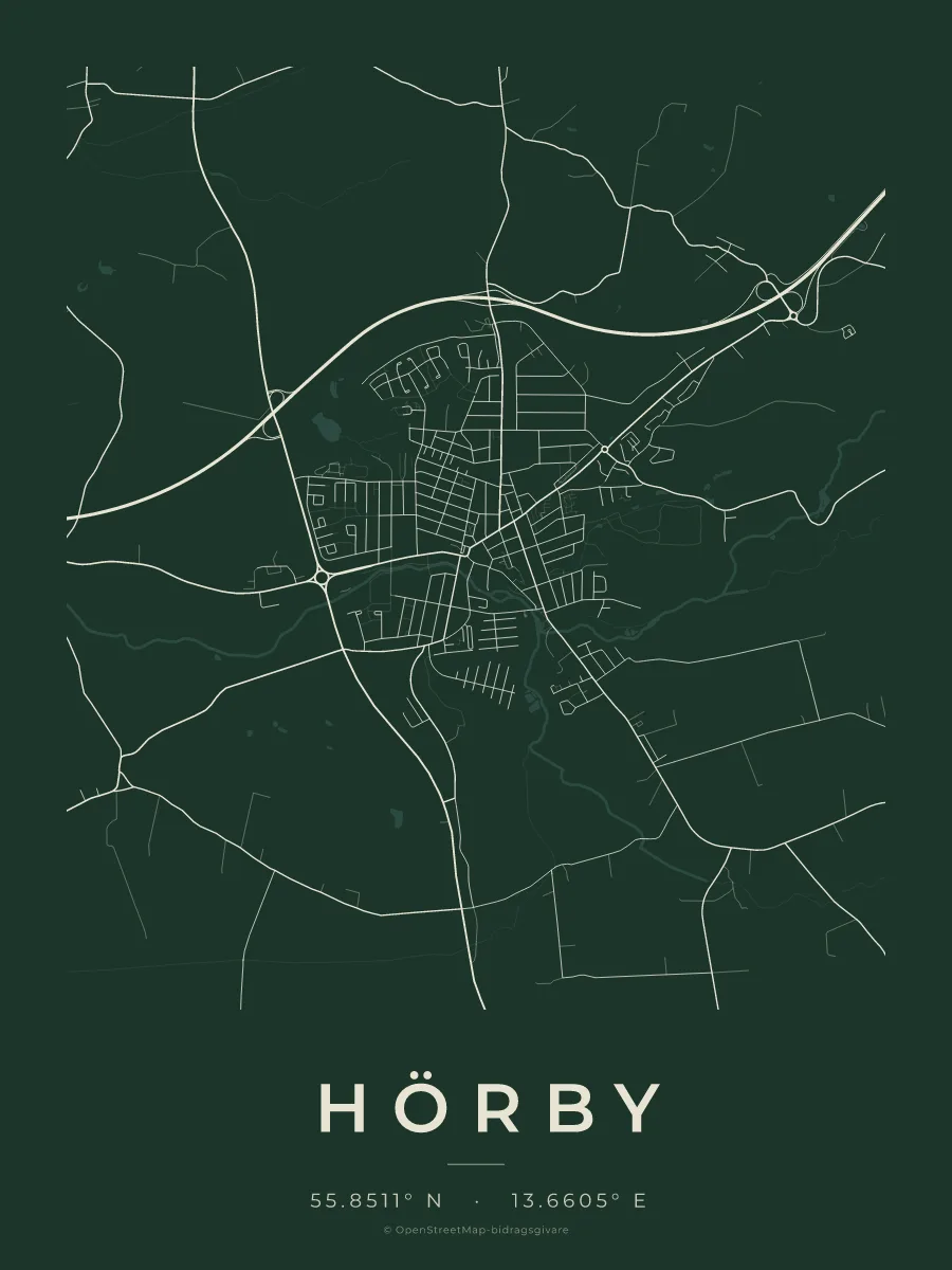 Kartposter över Hörby i stilen Skog
