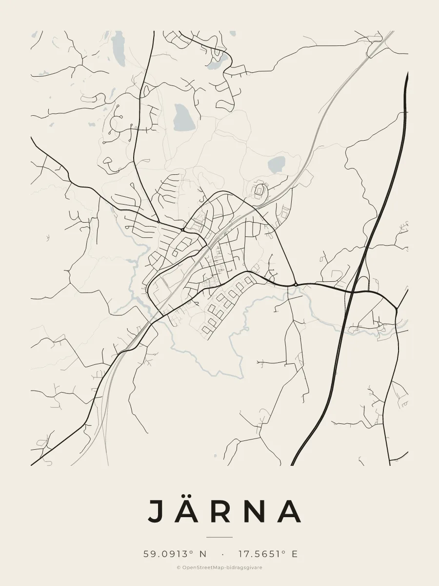 Kartposter över Järna i stilen Papper