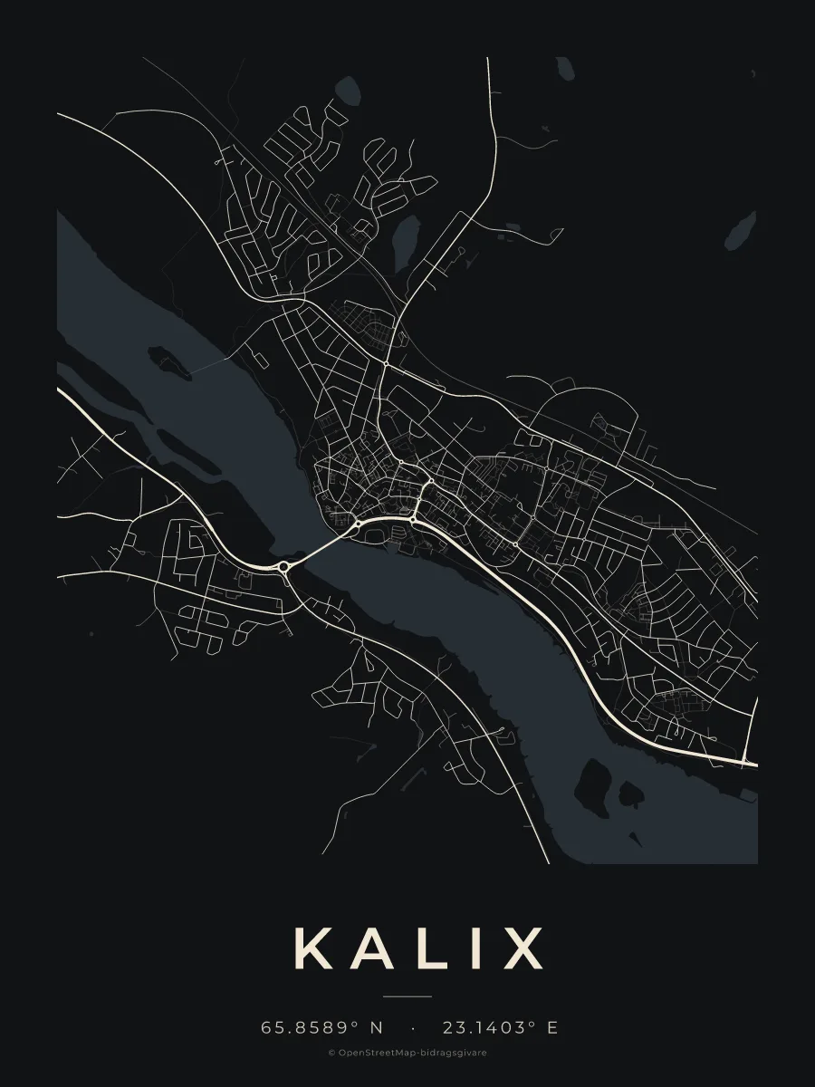 Kartposter över Kalix i stilen Natt