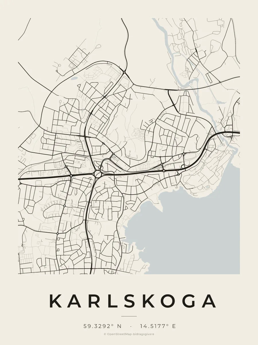 Kartposter över Karlskoga i stilen Papper