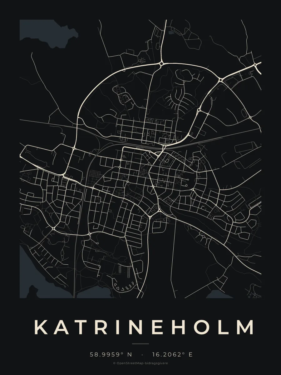 Kartposter över Katrineholm i stilen Natt