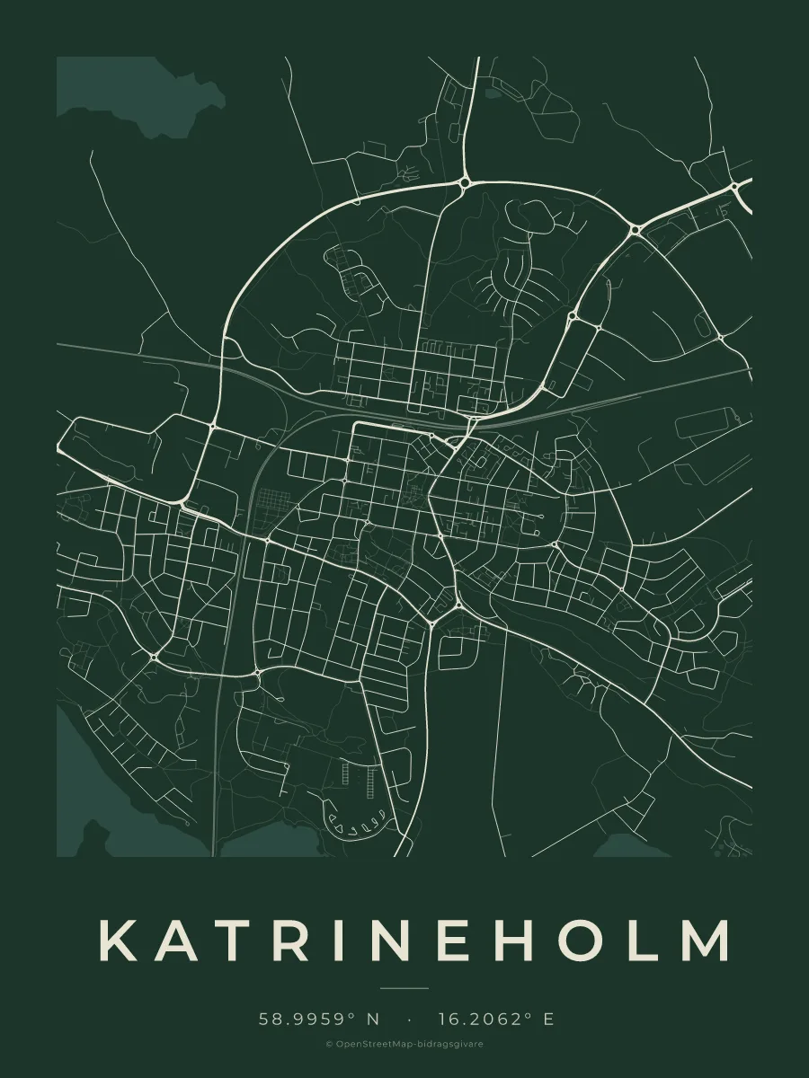 Kartposter över Katrineholm i stilen Skog