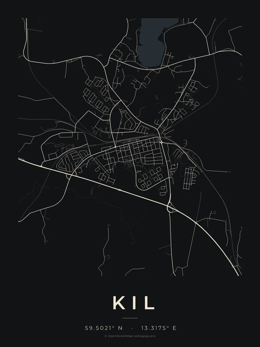 Kartposter över Kil i stilen Natt