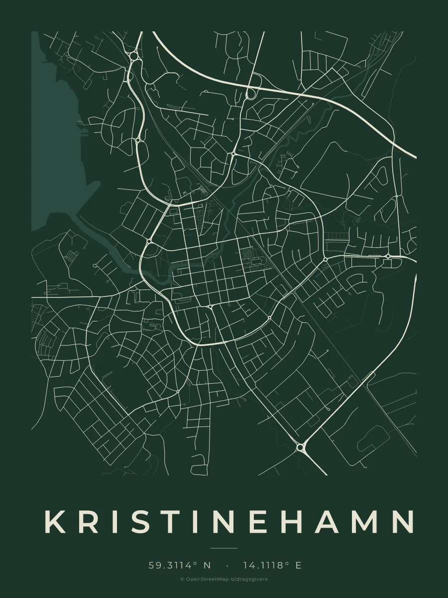 Kartposter över Kristinehamn i stilen Skog