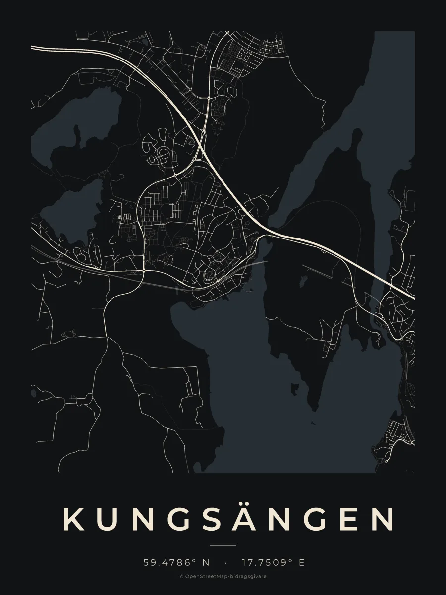 Kartposter över Kungsängen i stilen Natt