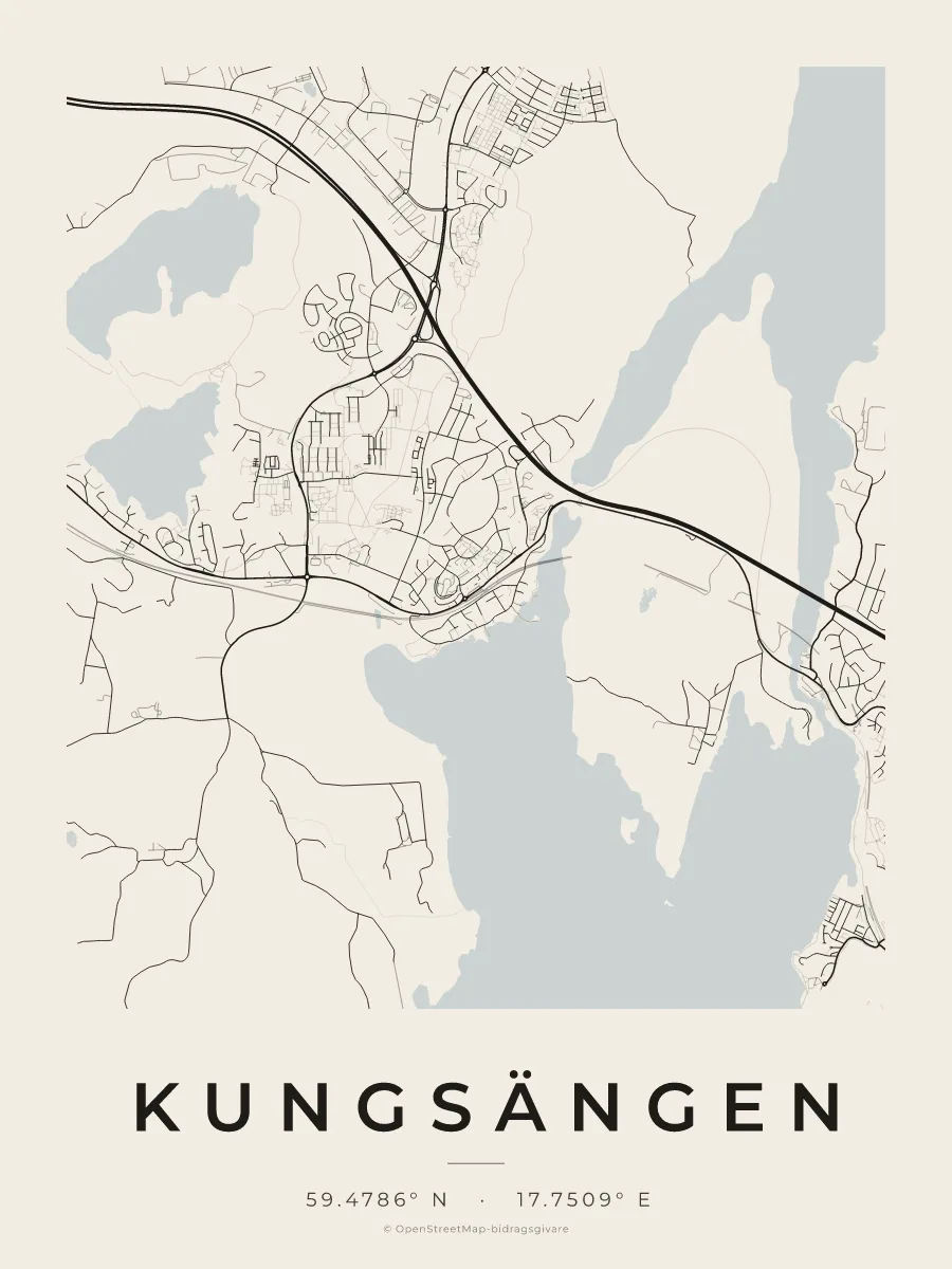 Kartposter över Kungsängen i stilen Papper