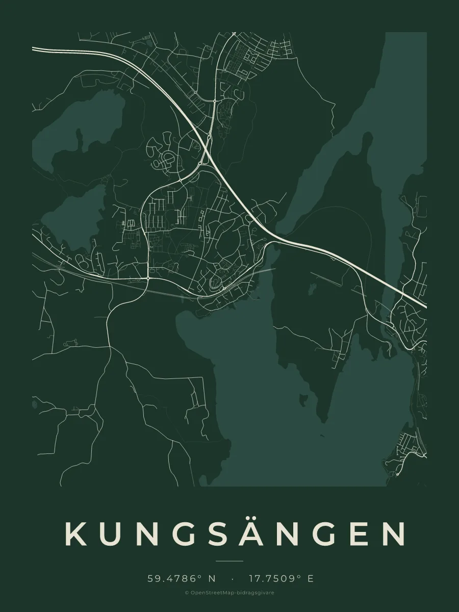 Kartposter över Kungsängen i stilen Skog