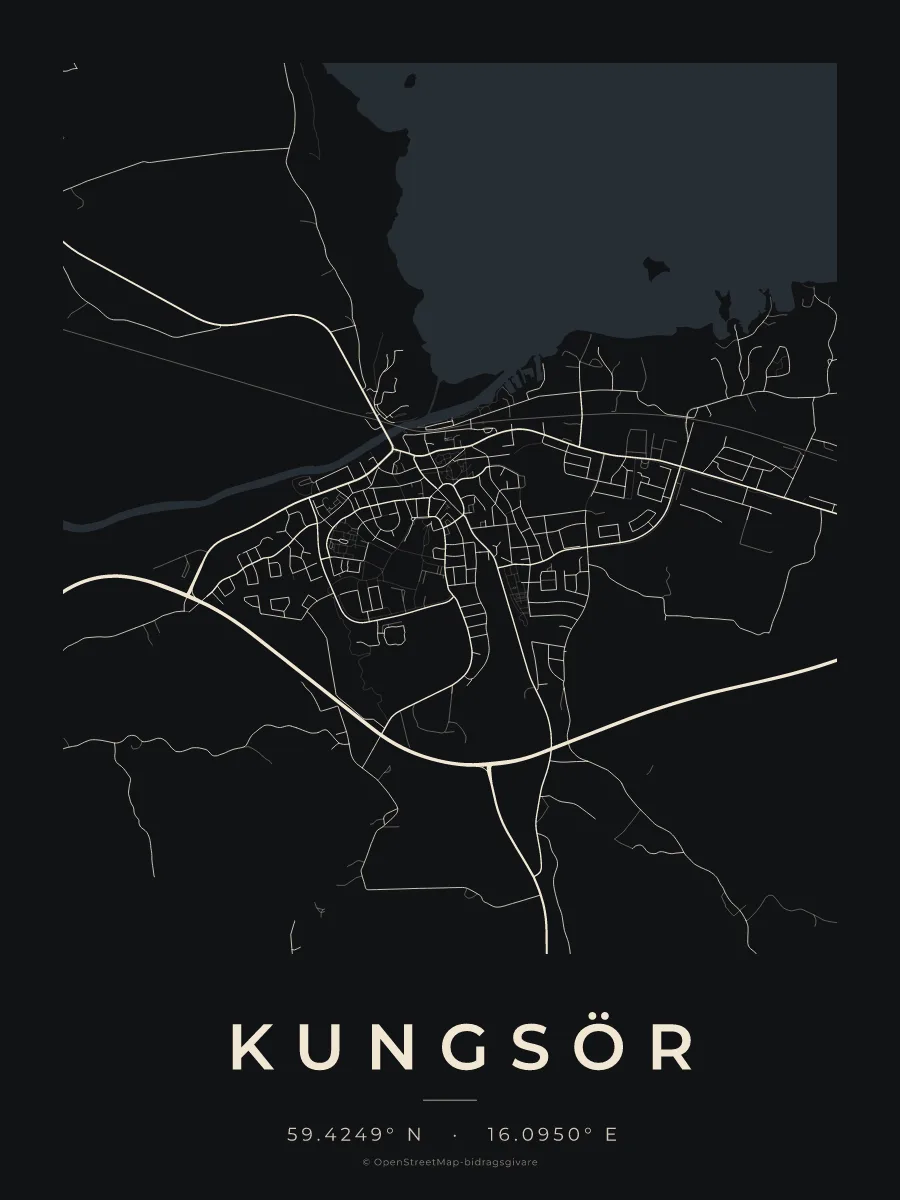 Kartposter över Kungsör i stilen Natt