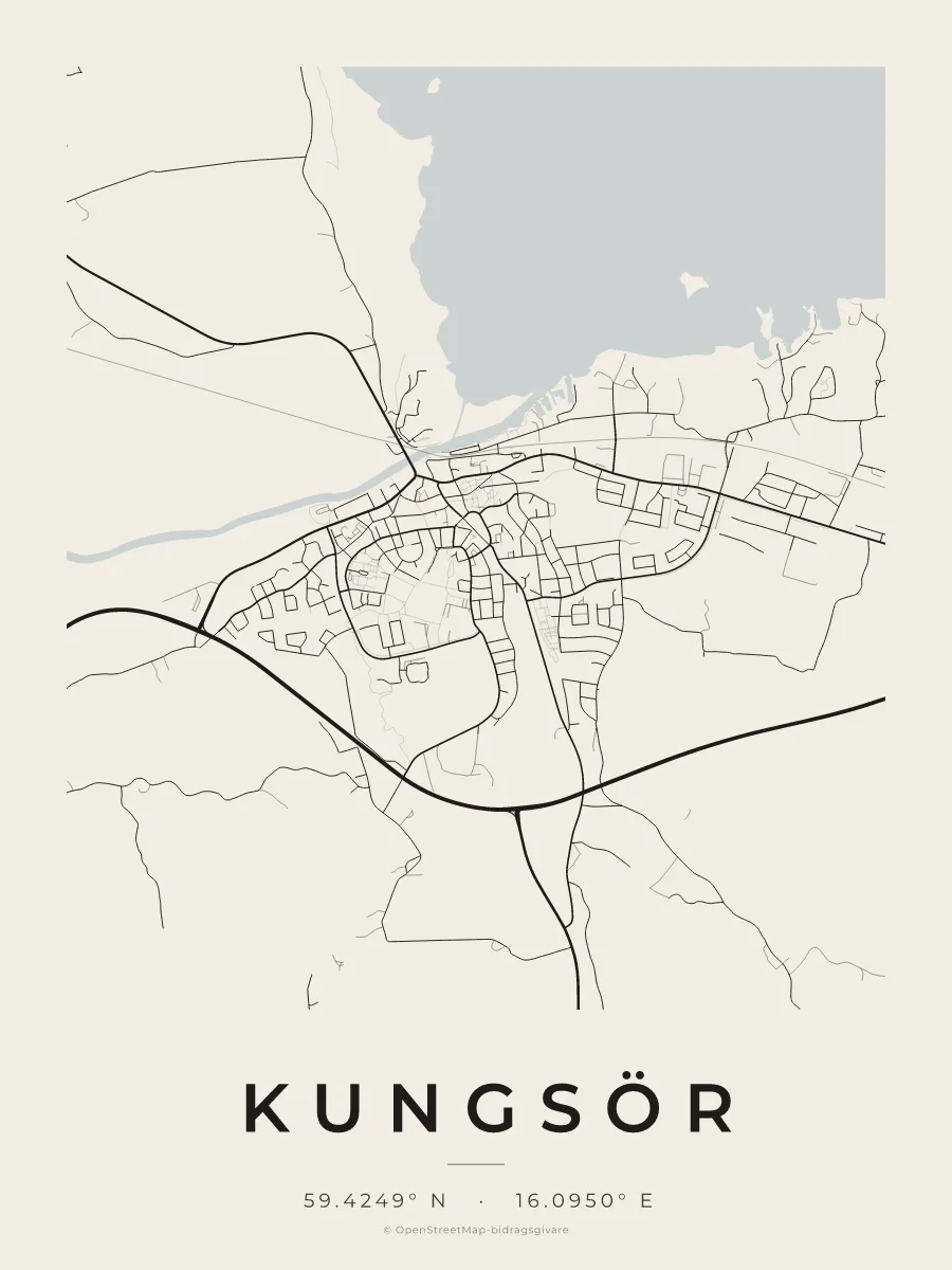 Kartposter över Kungsör i stilen Papper
