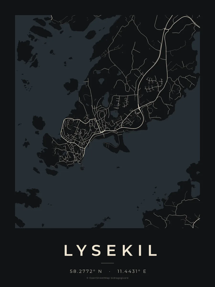 Kartposter över Lysekil i stilen Natt