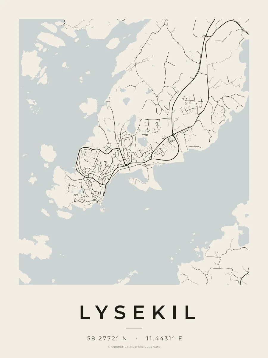 Kartposter över Lysekil i stilen Papper