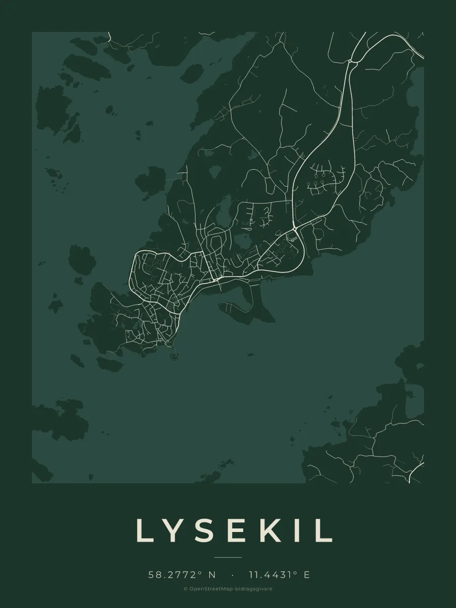 Kartposter över Lysekil i stilen Skog