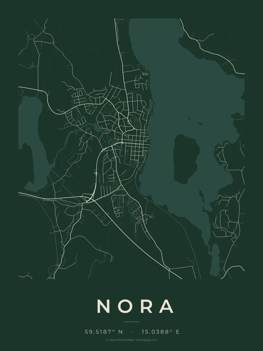 Kartposter över Nora i stilen Skog