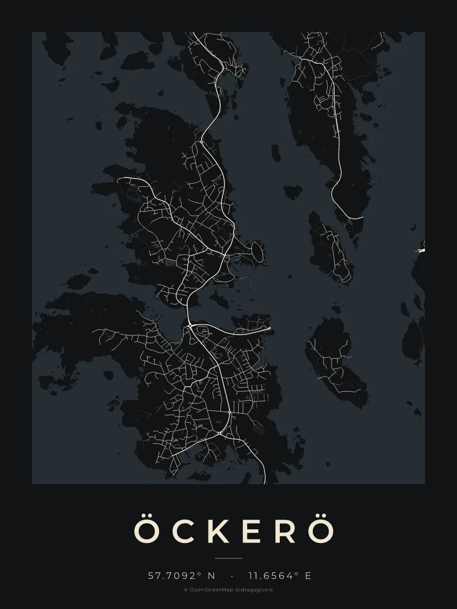 Kartposter över Öckerö i stilen Natt
