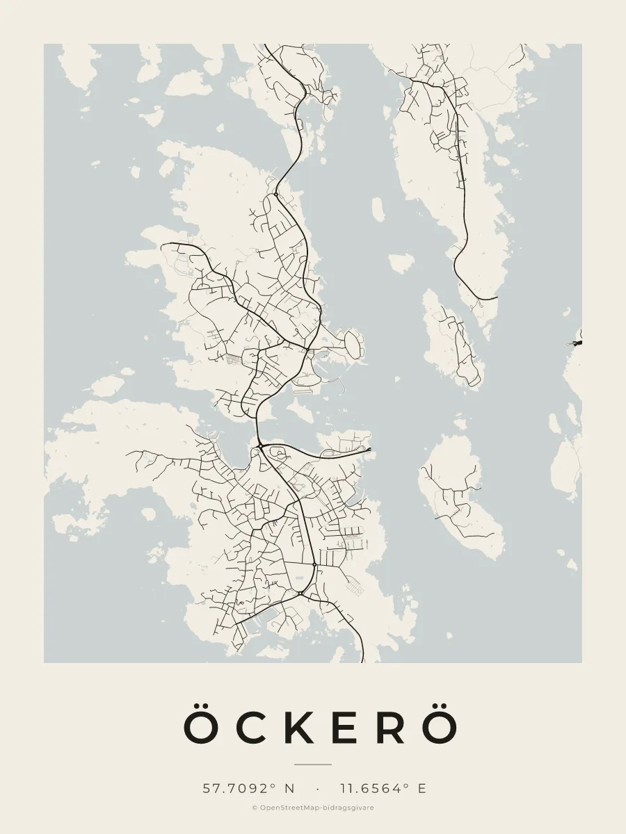 Kartposter över Öckerö i stilen Papper