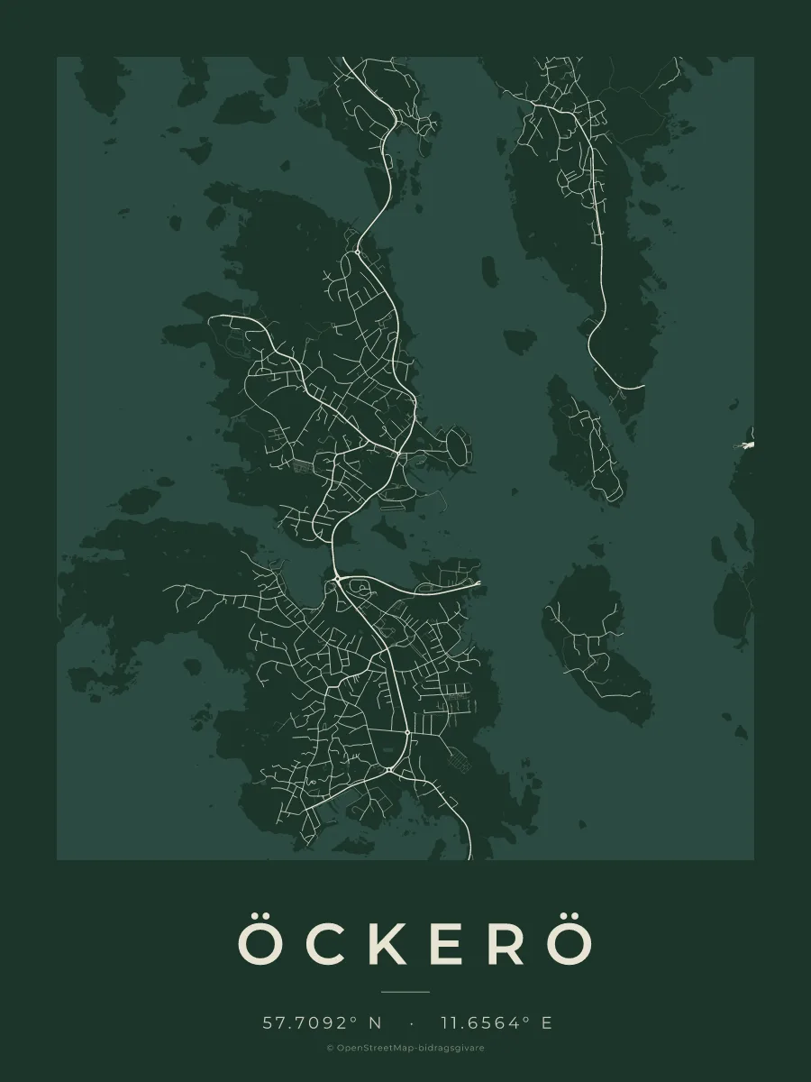 Kartposter över Öckerö i stilen Skog