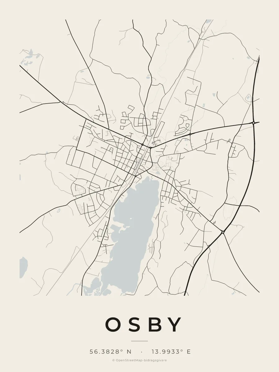 Kartposter över Osby i stilen Papper
