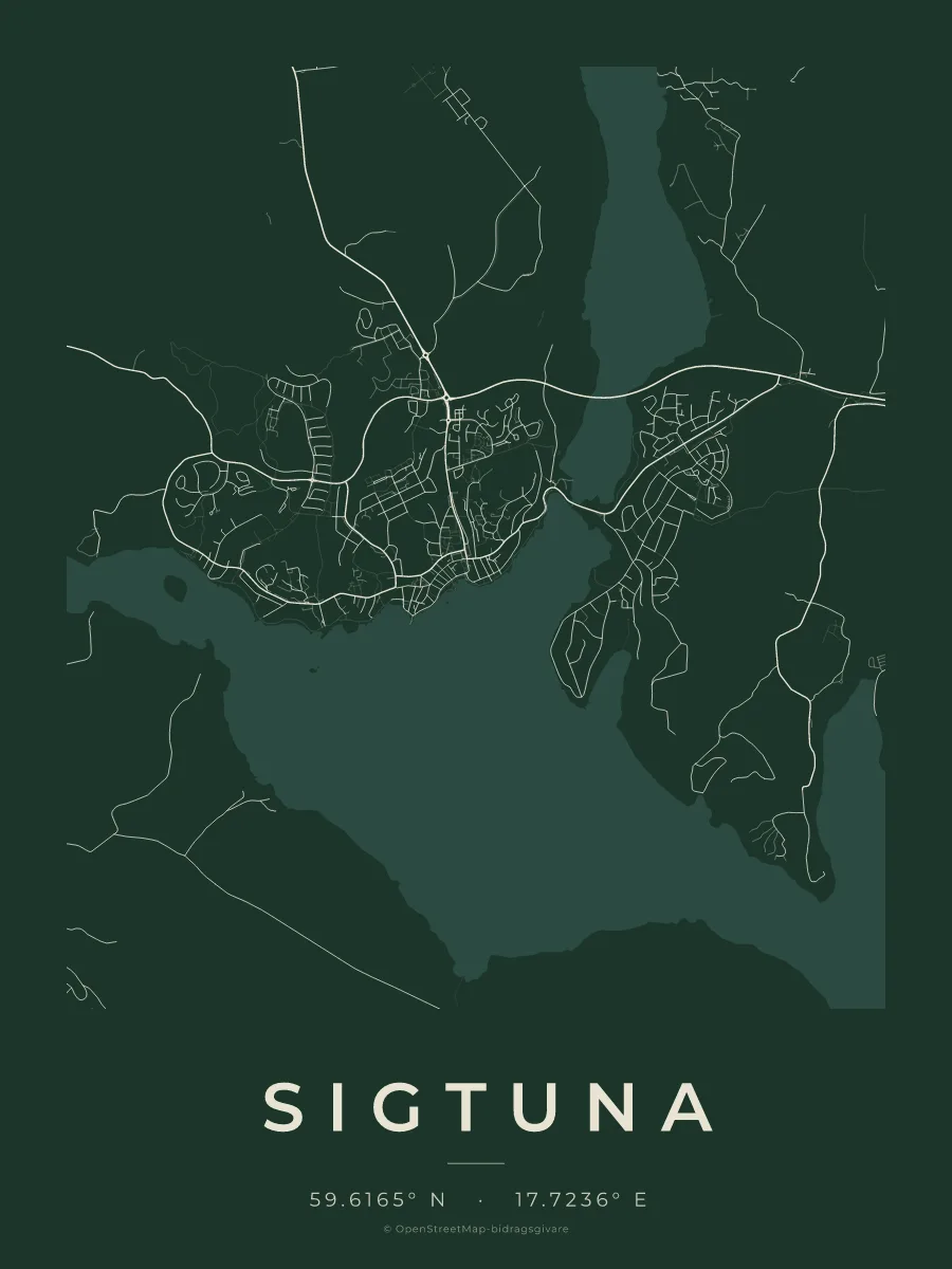 Kartposter över Sigtuna i stilen Skog