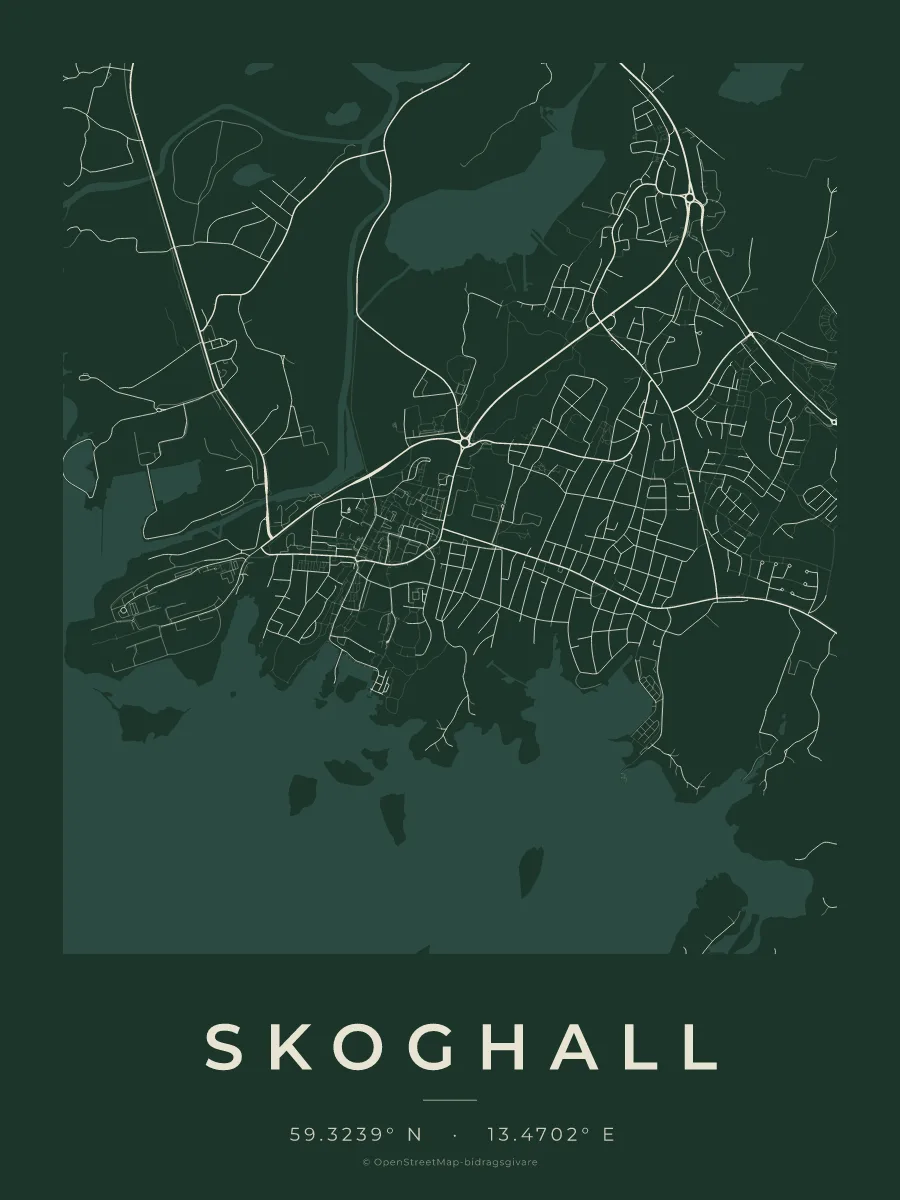 Kartposter över Skoghall i stilen Skog