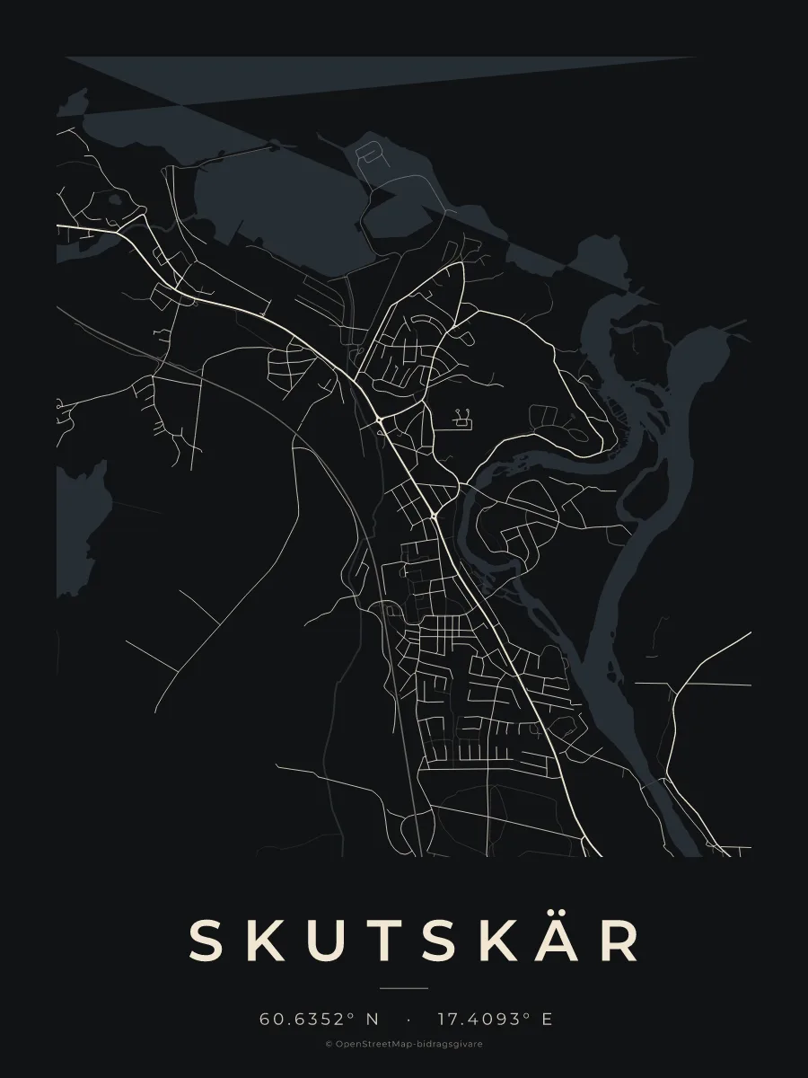 Kartposter över Skutskär i stilen Natt