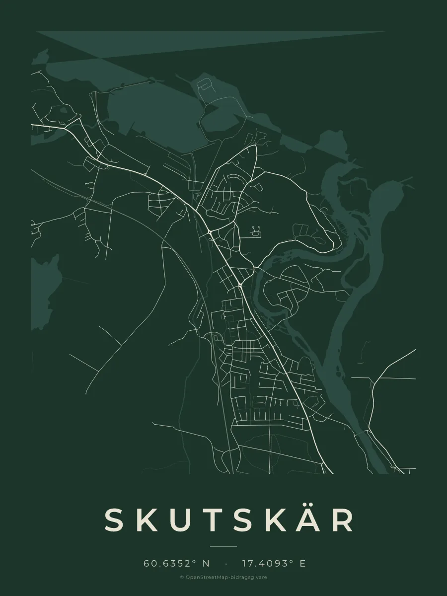 Kartposter över Skutskär i stilen Skog