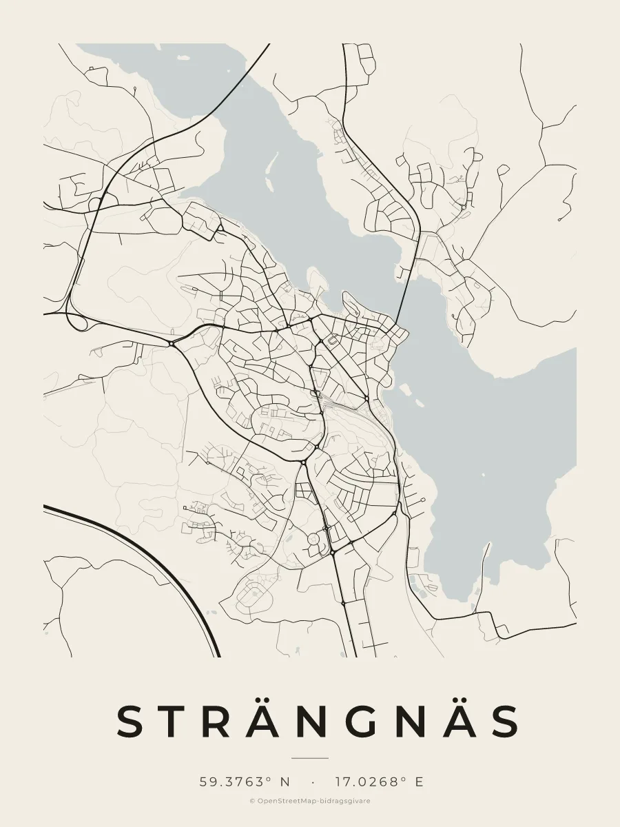 Kartposter över Strängnäs i stilen Papper
