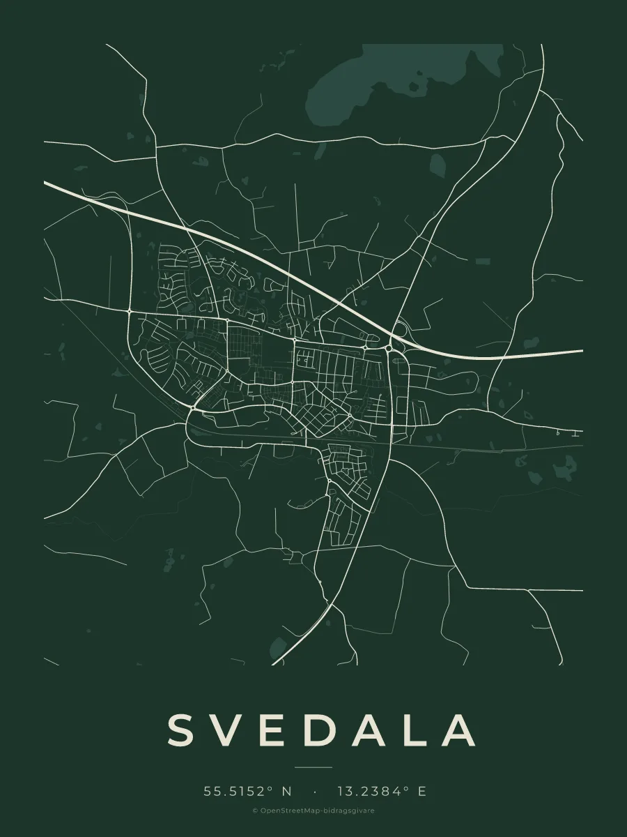 Kartposter över Svedala i stilen Skog