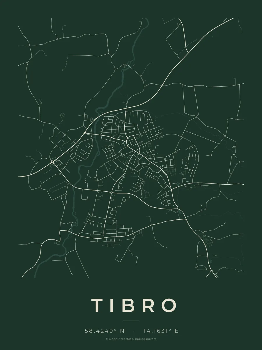 Kartposter över Tibro i stilen Skog