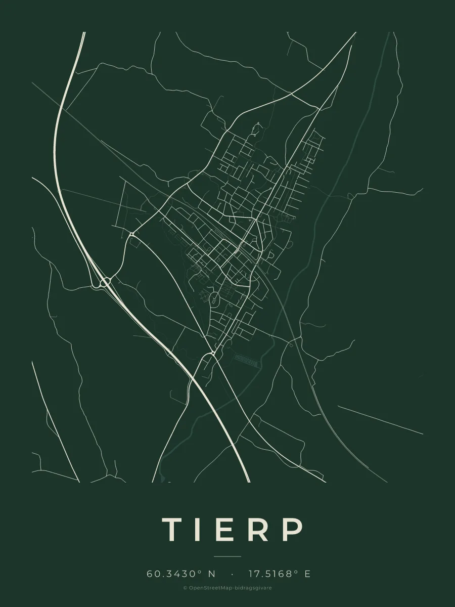 Kartposter över Tierp i stilen Skog