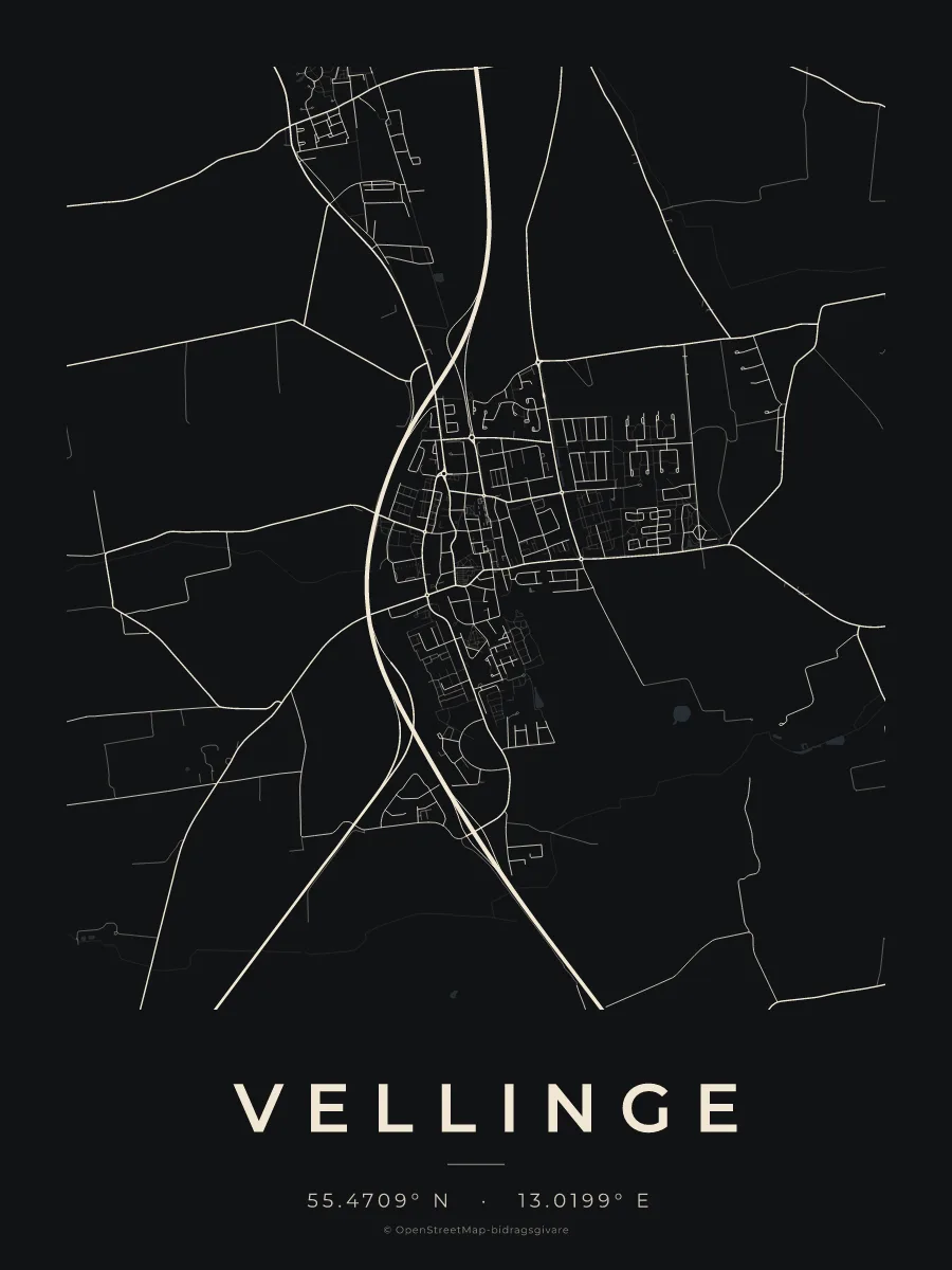 Kartposter över Vellinge i stilen Natt
